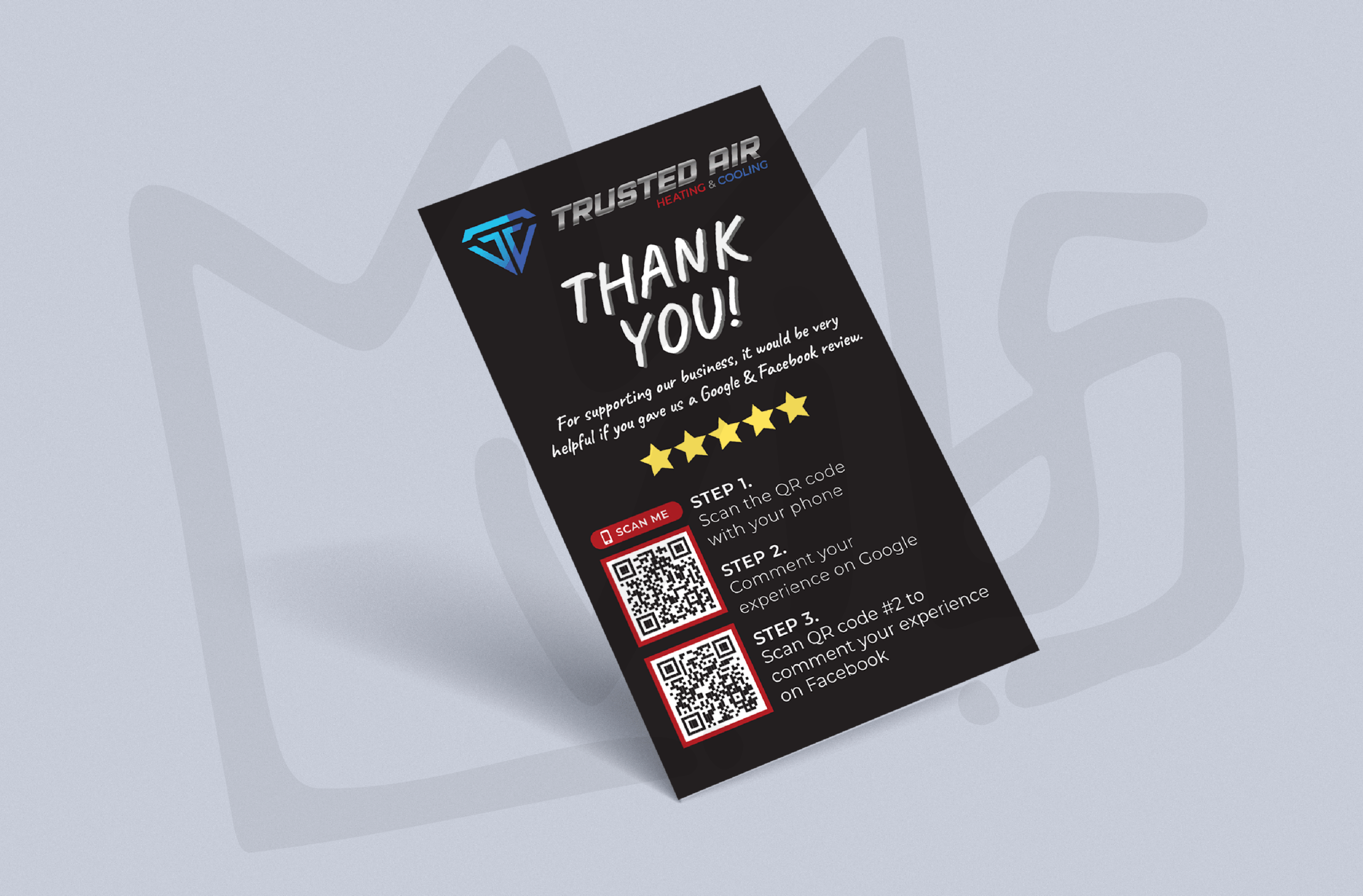 Another QR code card to leave reviews in Google my business & Facebook